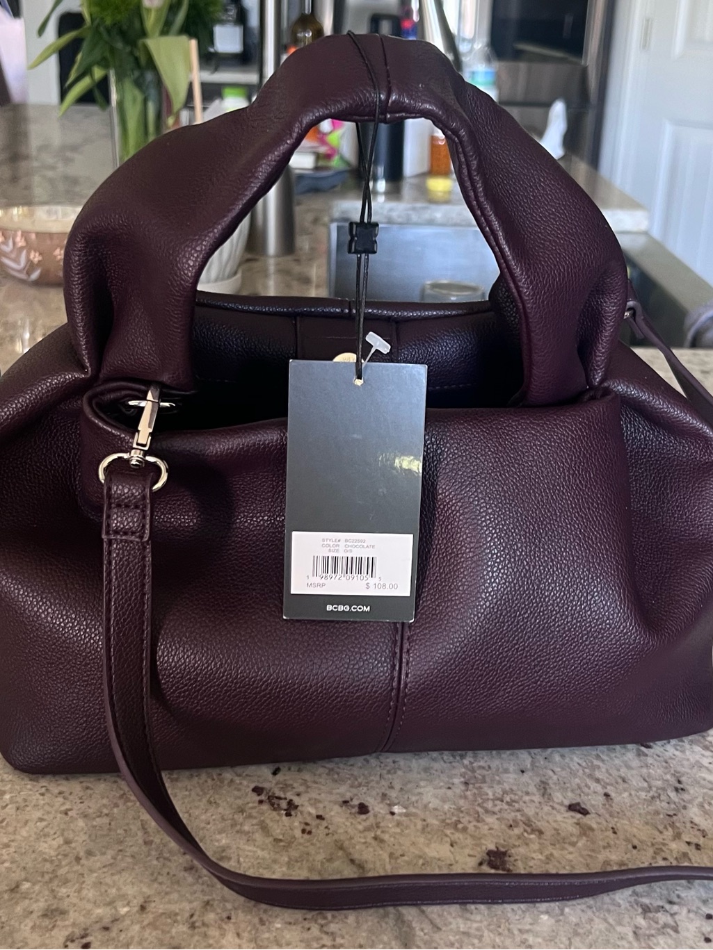 Bcbgmaxazria Deep Plum Pleather Shoulder Bag